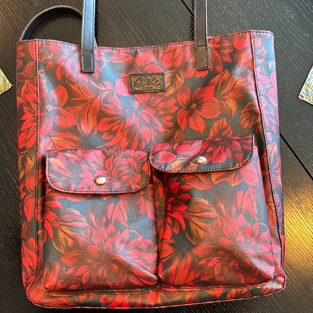 Patrica Nash Floral Red and Black laptop tote